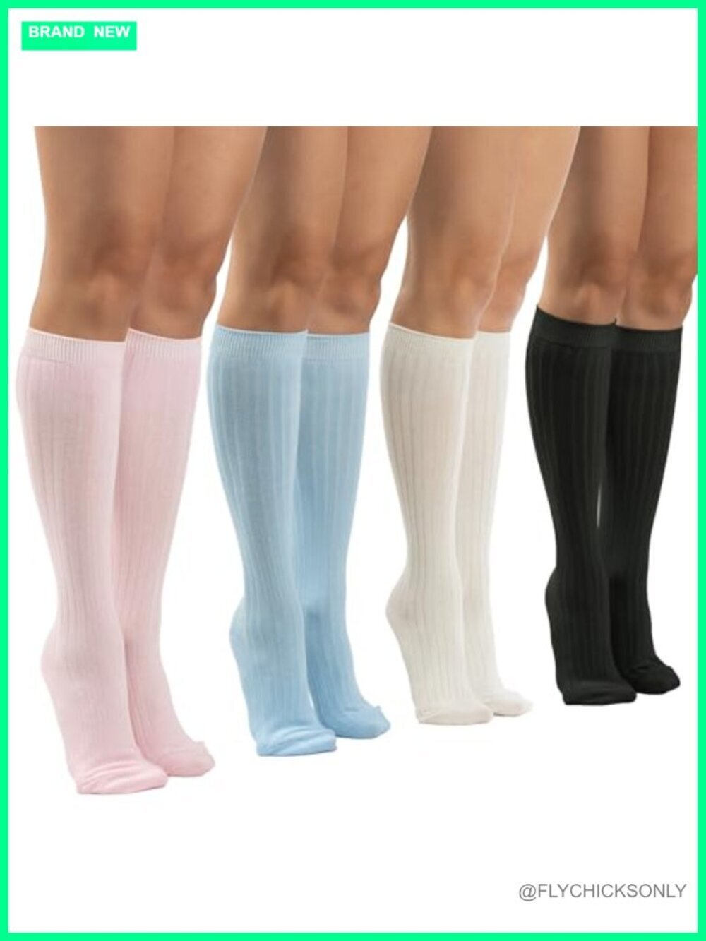4-Pack Cotton Knee High Tube Socks Striped Cable Knit Women Girls